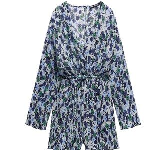 Zara Blue and Black Patterned Dress